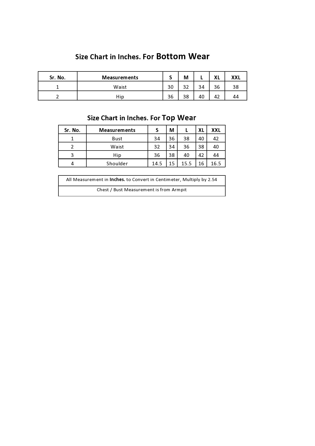 size chart